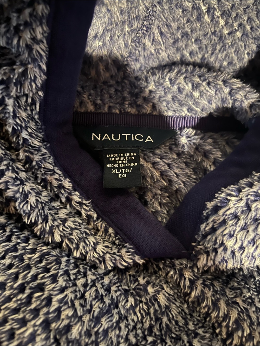 Nautica Navy and Light Gray Plush Teddy Pullover
